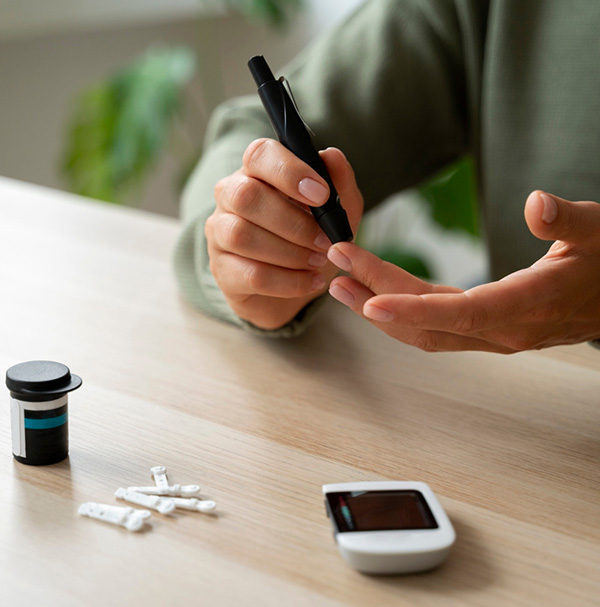 Person testing Diabetes